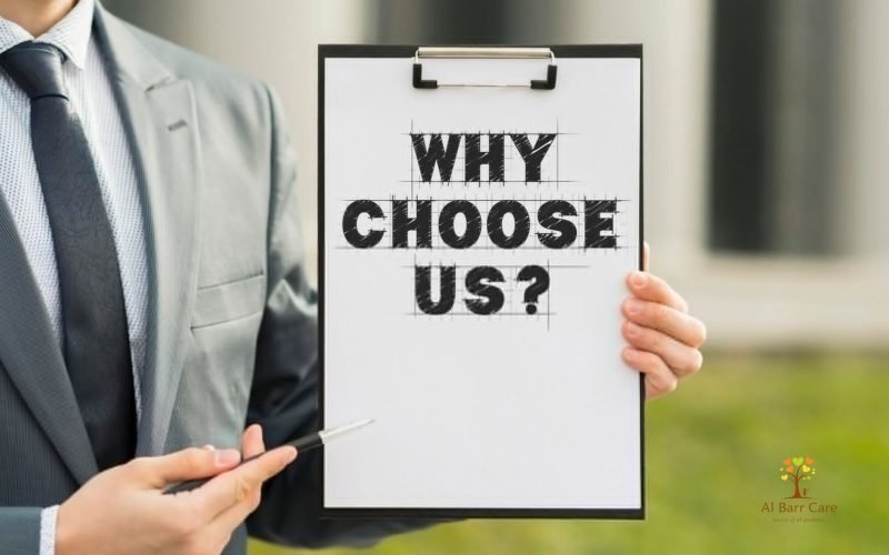 Why Choose Us An informative graphic showcasing the reasons to select Al Barr Care for exceptional service and support.